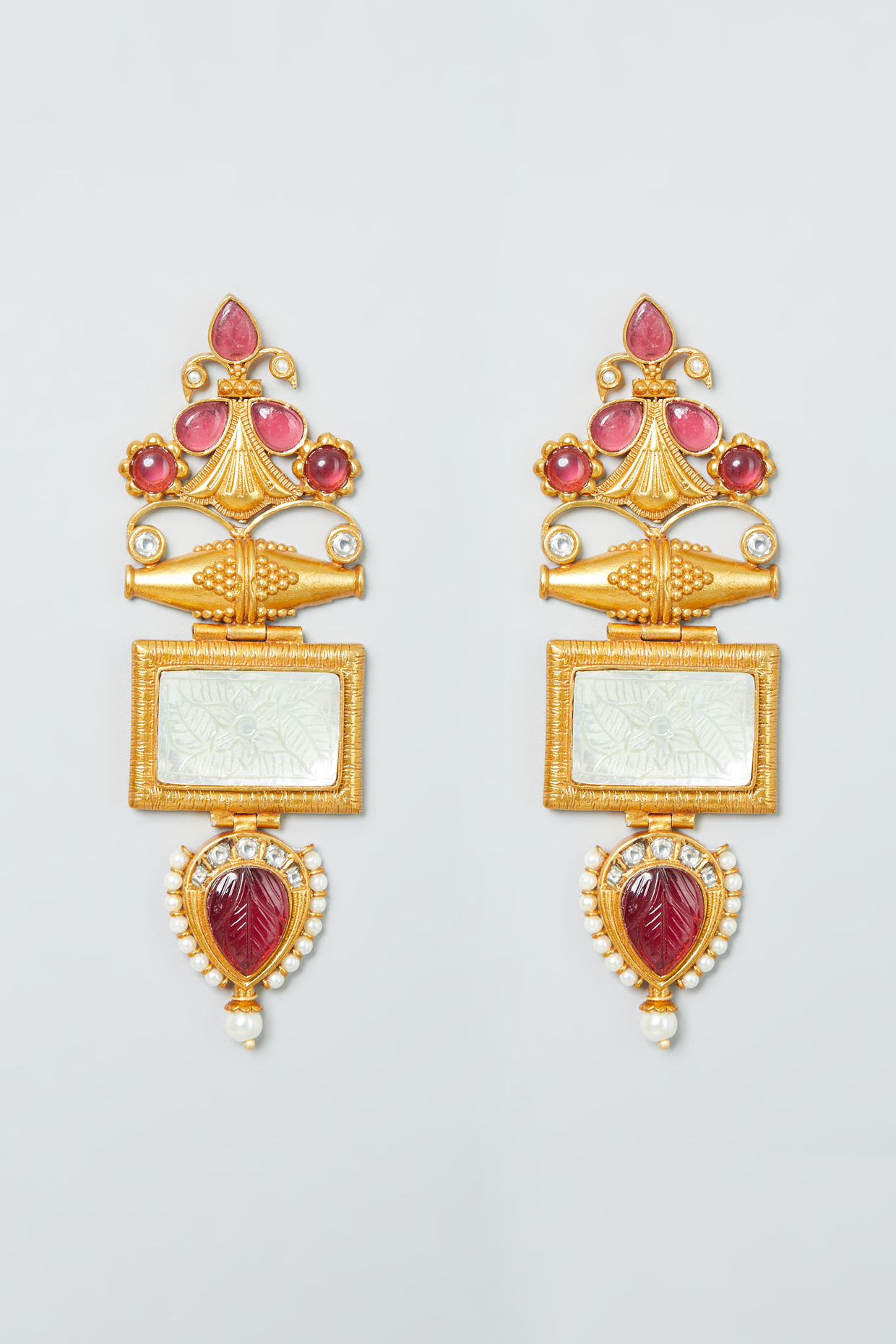 Gold Finish Ruby Stones Traditional Earrings by THE BLING GIRLL