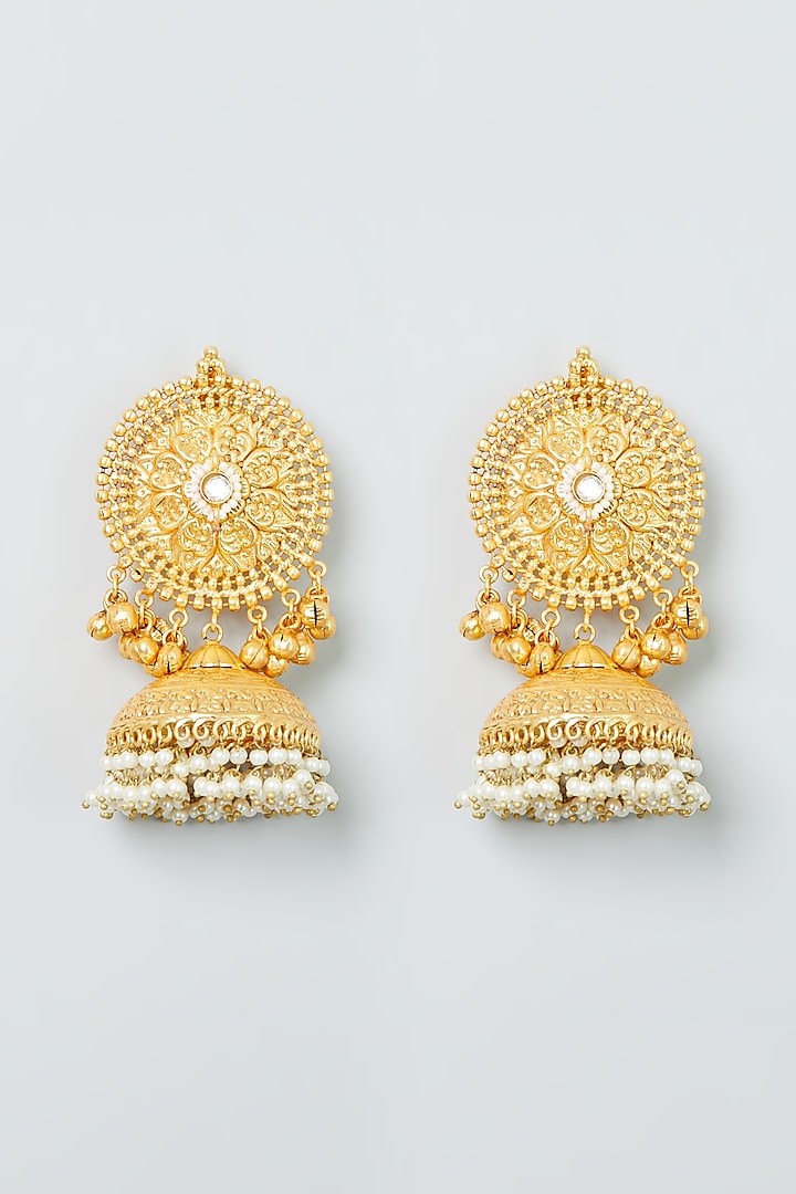 Gold Finish Handcrafted Jhumka Earrings by THE BLING GIRLL