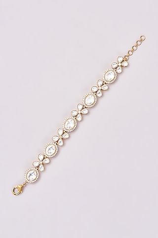 Gold Finish Kundan Polki Floral Bracelet by THE BLING GIRLL