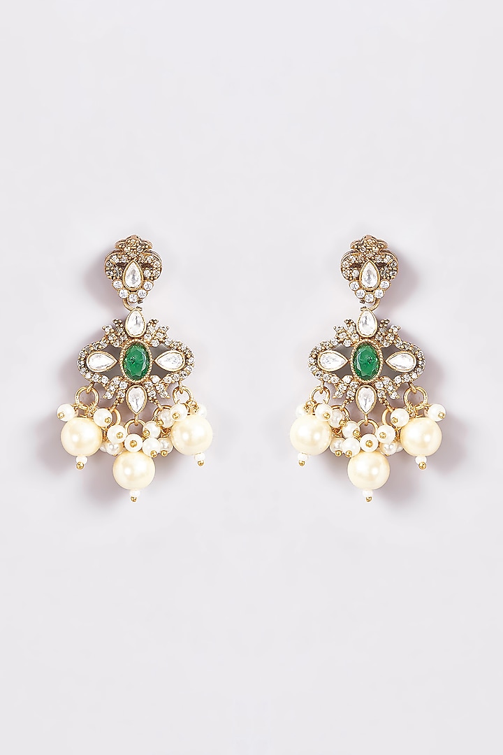 Gold Finish Kundan Polki & Emerald Stone Choker Necklace Set by THE BLING GIRLL at Pernia's Pop Up Shop