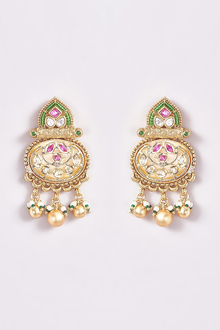 Gold Finish Kundan Polki Temple Choker Necklace Set by THE BLING GIRLL at Pernia's Pop Up Shop