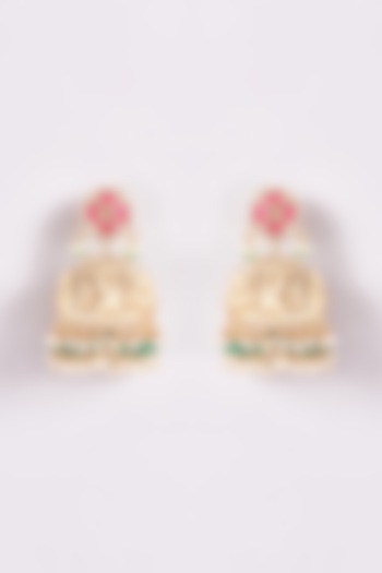 Gold Finish Temple Jhumka Earrings by THE BLING GIRLL