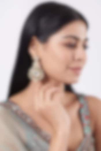 Gold Finish Kundan Polki Dangle & Drop Earrings by THE BLING GIRLL at Pernia's Pop Up Shop