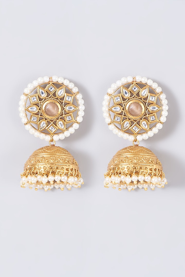 Gold Finish Pearl Jhumka Earrings Design by THE BLING GIRLL at Pernia's ...