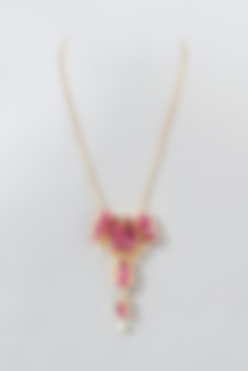 Gold Finish Ruby Stone Necklace by THE BLING GIRLL