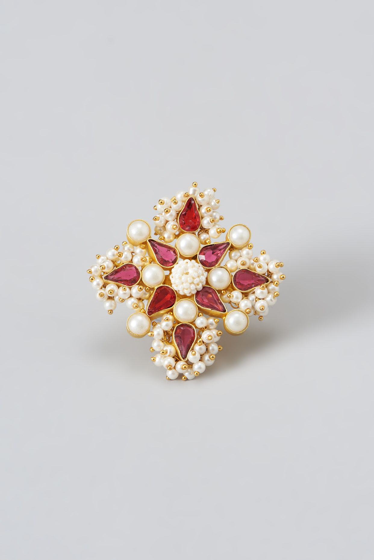 Gold Finish Ruby Stone Ring by THE BLING GIRLL
