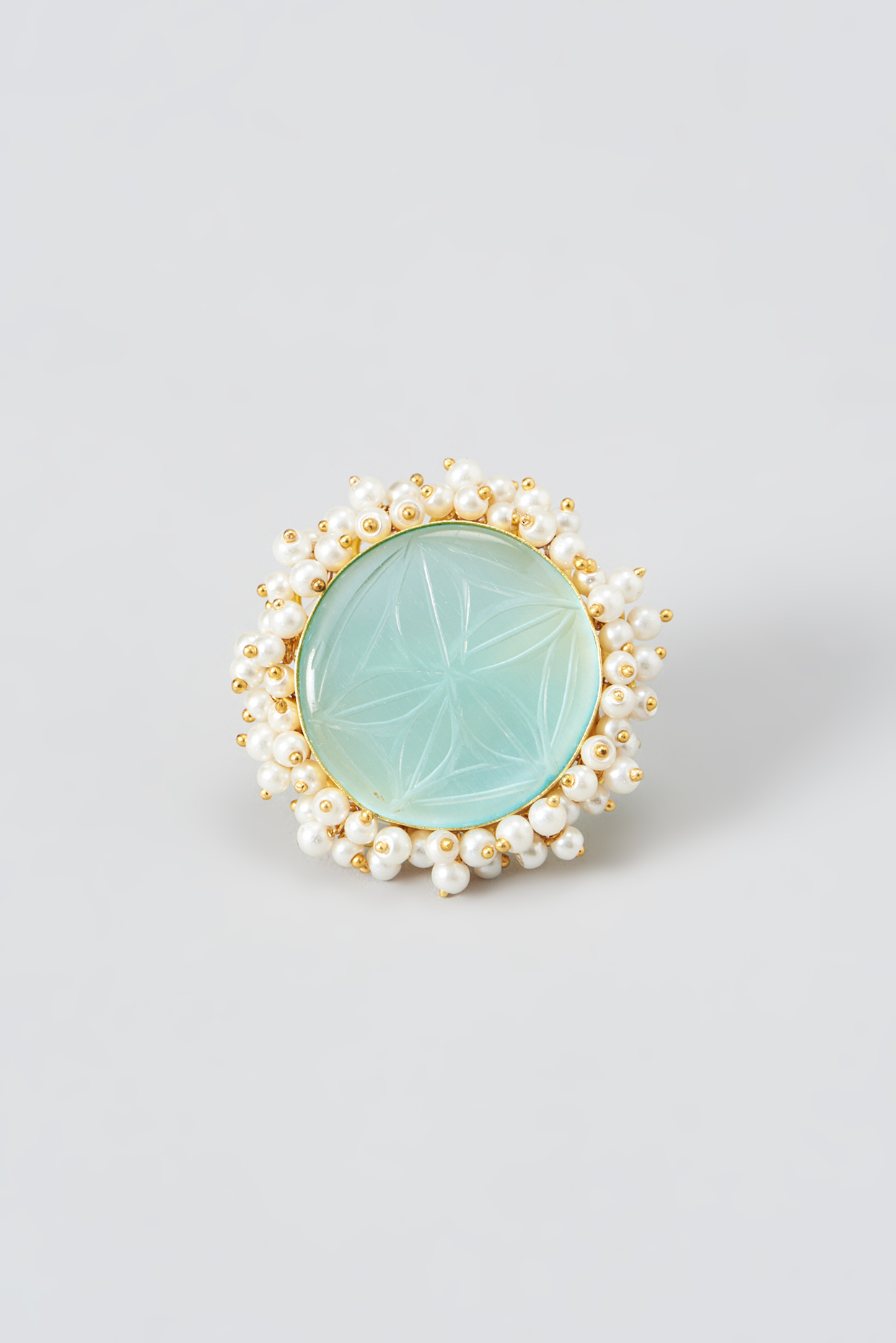 Gold Finish Blue Semi-Precious Stone Ring by THE BLING GIRLL