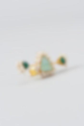 Gold Finish Emerald Stone Cocktail Ring by THE BLING GIRLL at Pernia's Pop Up Shop