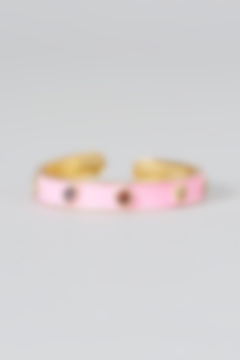 Gold Finish Pink Stone Bracelet by THE BLING GIRLL