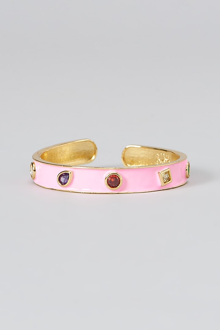 Gold Finish Pink Stone Bracelet by THE BLING GIRLL at Pernia's Pop Up Shop