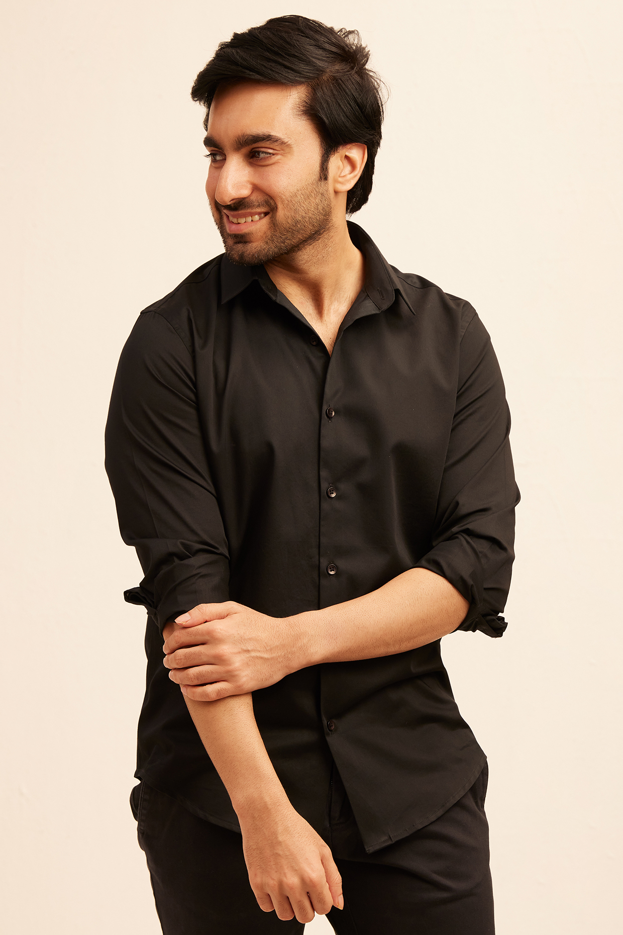 Black Satin Shirt by The Bleu Label