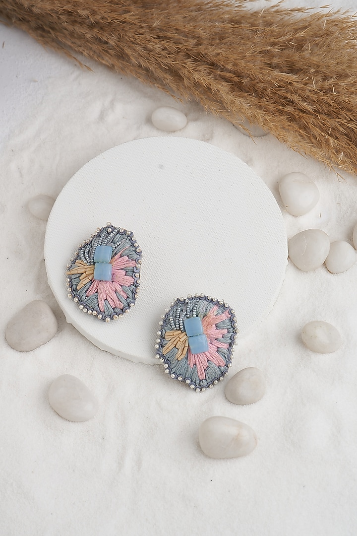 Blue & Pink Stone Stud Earrings by TORQUE by Merge at Pernia's Pop Up Shop