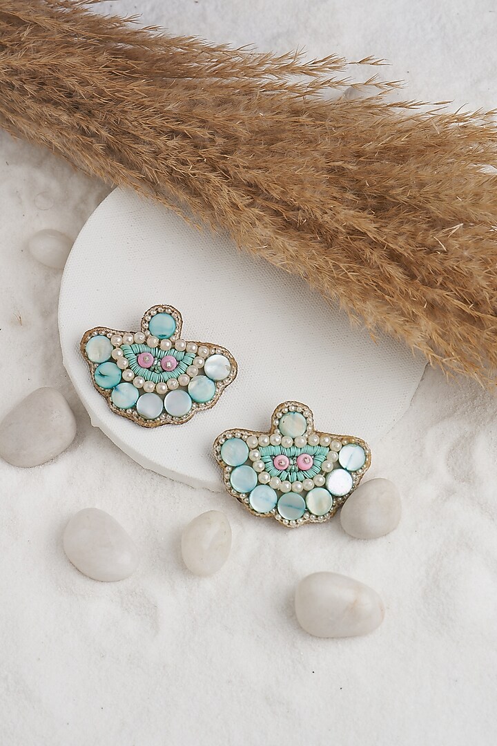 Aqua Green Beaded Earrings by TORQUE by Merge at Pernia's Pop Up Shop