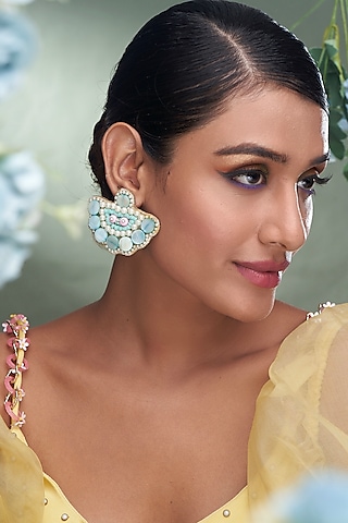 Aqua Green Beaded Earrings by TORQUE by Merge