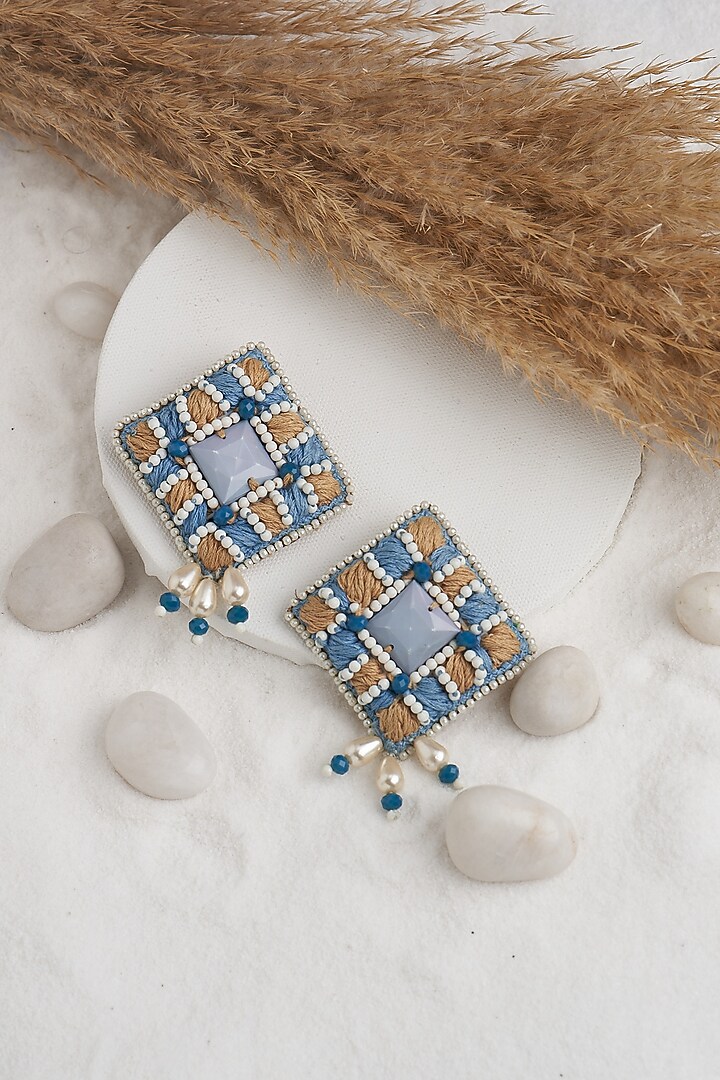 Blue Semi Precious Stone Drop Earrings by TORQUE by Merge at Pernia's Pop Up Shop