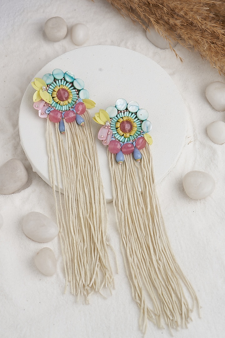 Multi-Colored Earrings With Thread Fringes by TORQUE by Merge at Pernia's Pop Up Shop