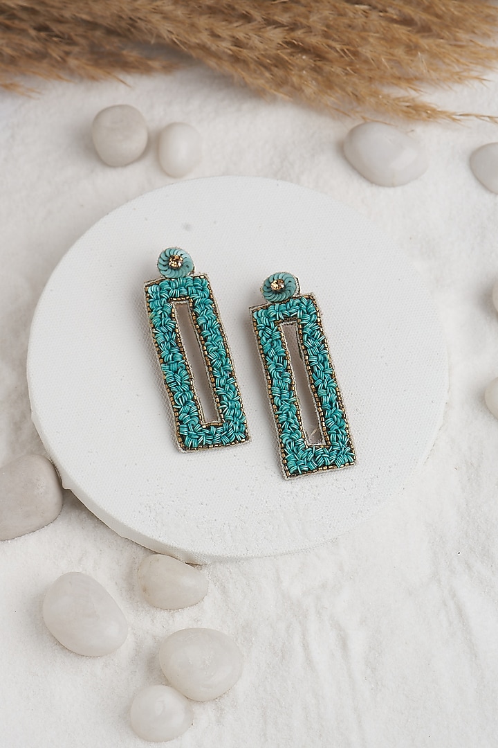 Green Sequins Dangler Earrings by TORQUE by Merge at Pernia's Pop Up Shop
