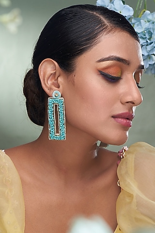 Green Sequins Dangler Earrings by TORQUE by Merge