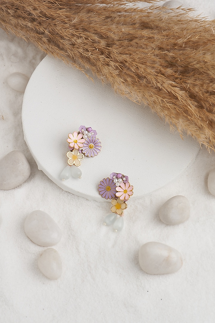 Pink Beaded Dangler Earrings by TORQUE by Merge at Pernia's Pop Up Shop