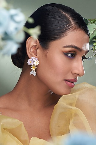 Pink Beaded Dangler Earrings by TORQUE by Merge