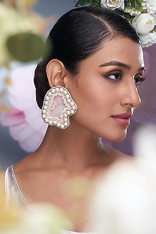 Off-White Pearl Dangler Earrings by TORQUE by Merge