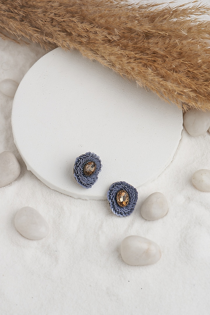 Blue Sequins Stud Earrings by TORQUE by Merge at Pernia's Pop Up Shop