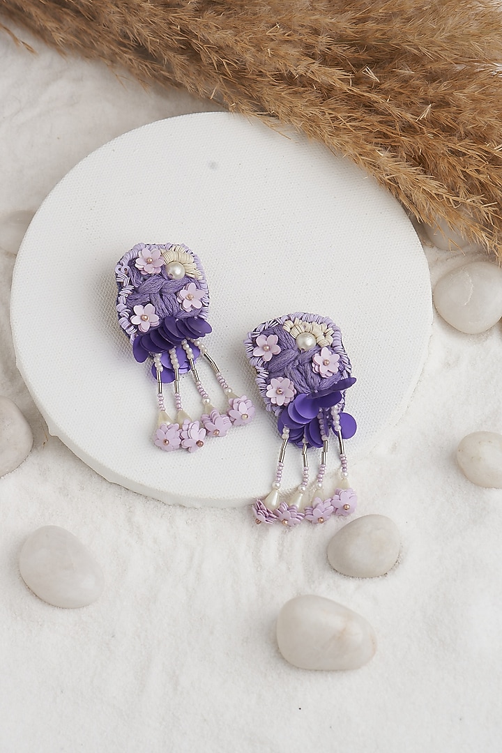 Lavender Beaded & Sequins Dangler Earrings by TORQUE by Merge at Pernia's Pop Up Shop