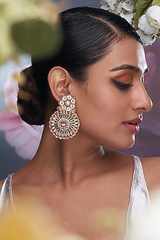 Multi-Colored Sequins Dangler Earrings by TORQUE by Merge