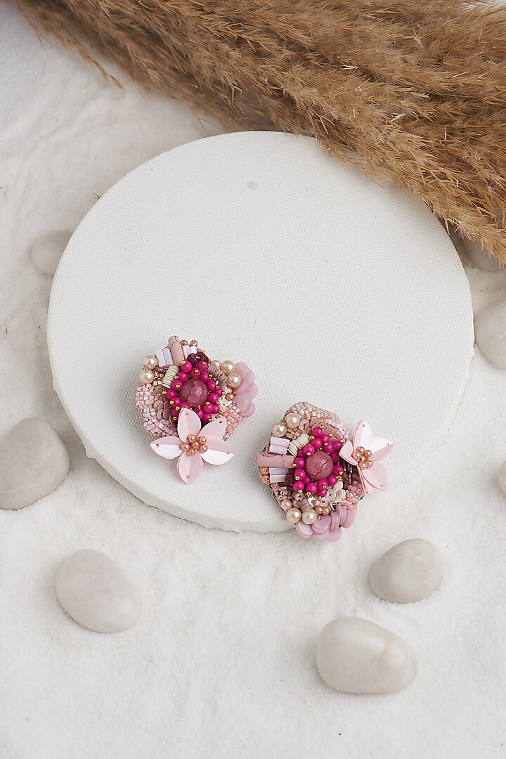 Multi-Colored Beaded & Sequins Stud Earrings by TORQUE by Merge at Pernia's Pop Up Shop