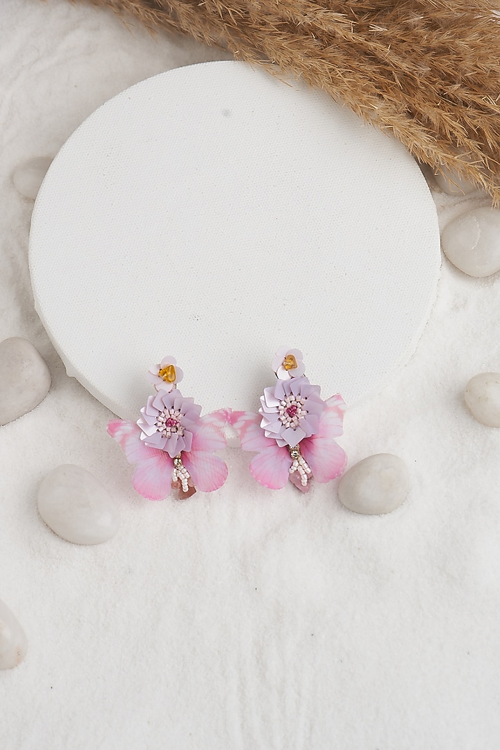 Pink Floral Butterfly Earrings by TORQUE by Merge at Pernia's Pop Up Shop