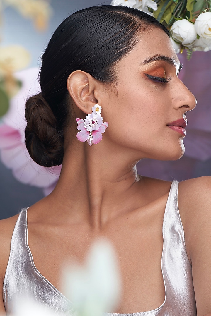Pink Floral Butterfly Earrings by TORQUE by Merge