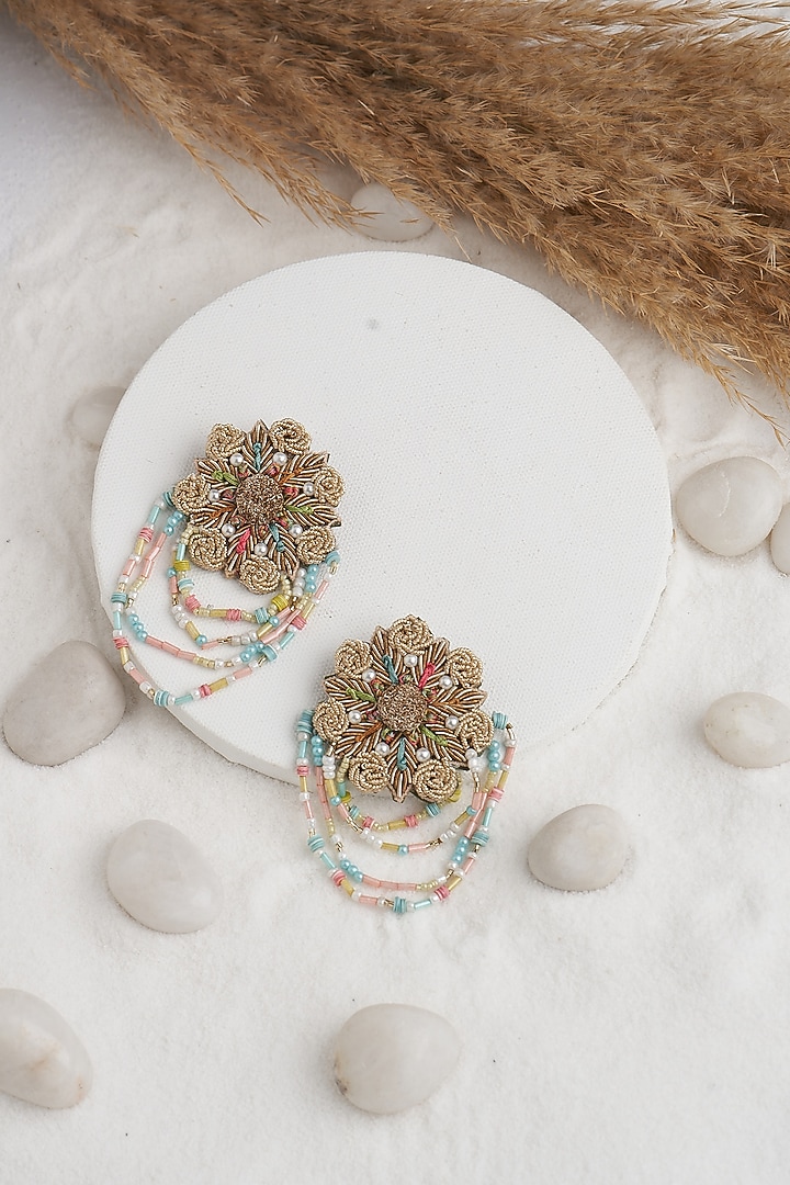 Multi-Colored Beaded Embroidered Earrings by TORQUE by Merge at Pernia's Pop Up Shop