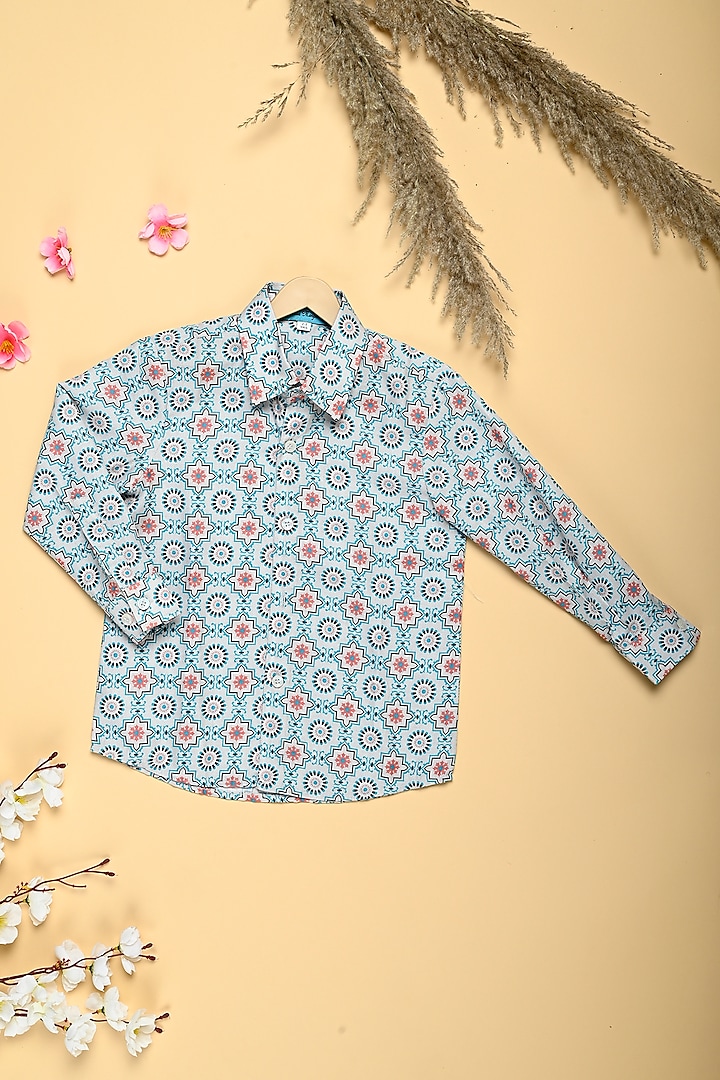 Multi-Colored Cotton Printed Shirt For Boys by The Blue Morphology