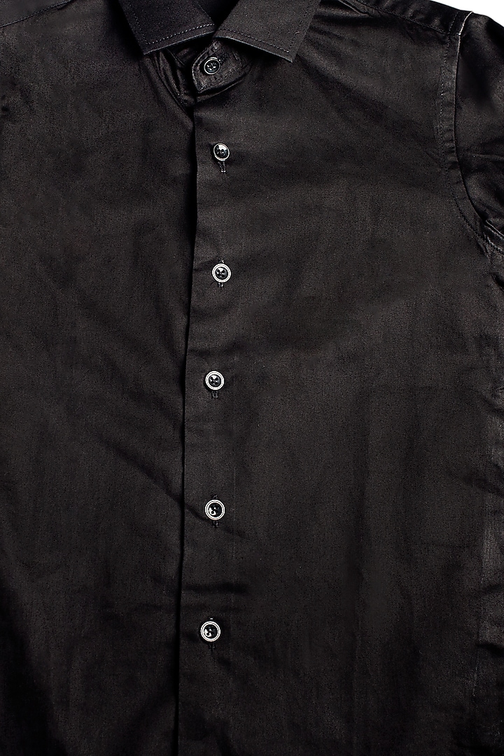 Black Sheen Cotton Shirt For Boys by The Blue Morphology at Pernia's Pop Up Shop