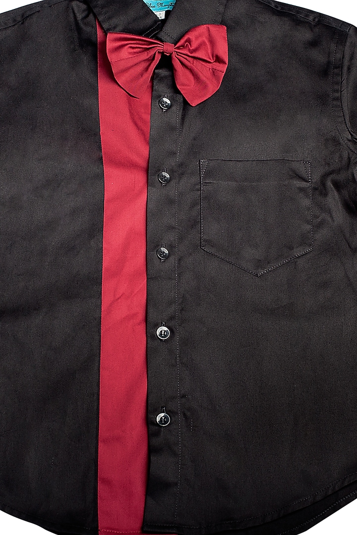 Black Sheen Cotton Shirt For Boys by The Blue Morphology at Pernia's Pop Up Shop