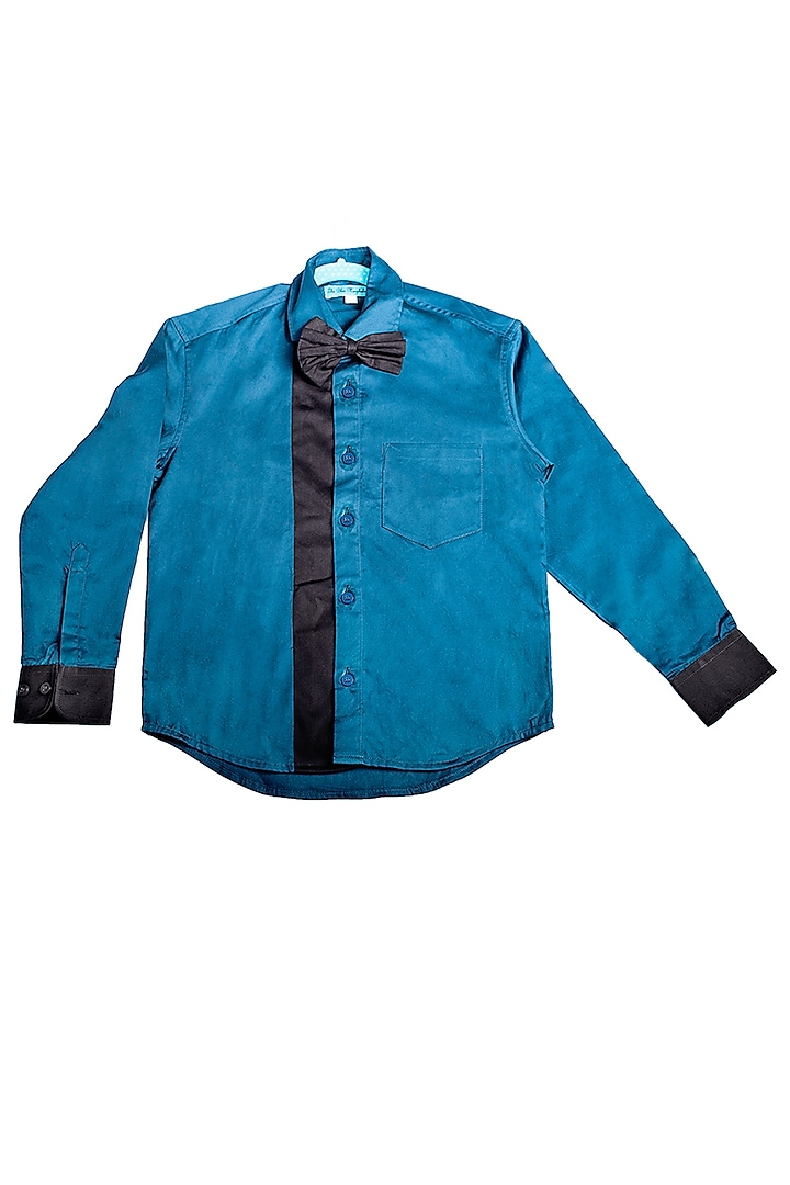 Blue Sheen Cotton Shirt For Boys by The Blue Morphology