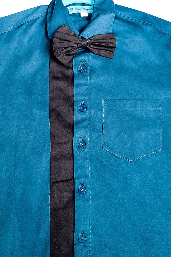 Blue Sheen Cotton Shirt For Boys by The Blue Morphology at Pernia's Pop Up Shop