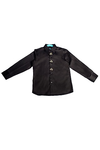 Blue Swarovski Motif Shirt For Boys by The Blue Morphology