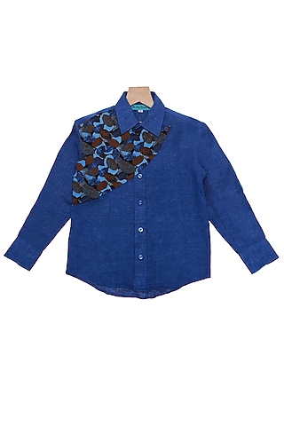 Black Linen Shirt For Boys by The Blue Morphology