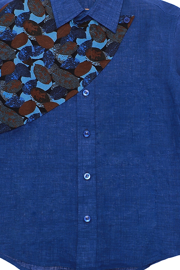 Black Linen Shirt For Boys by The Blue Morphology at Pernia's Pop Up Shop