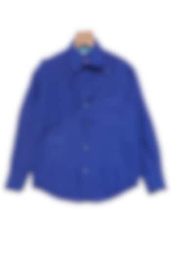Black Linen Embellished Shirt For Boys by The Blue Morphology