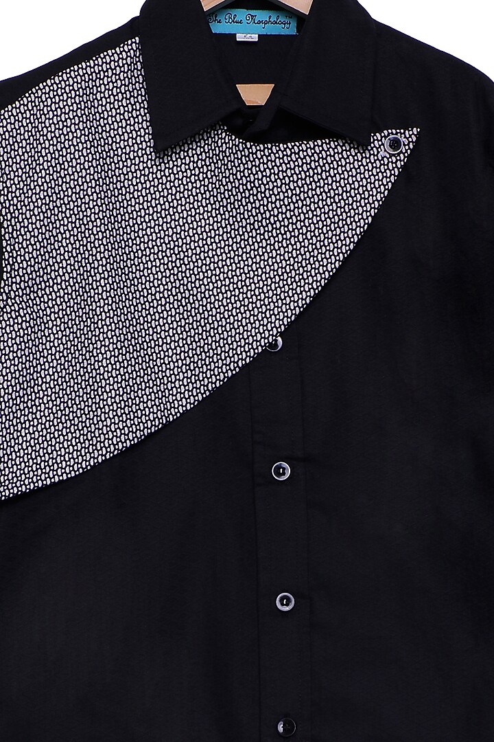 Black Cotton Shirt For Boys by The Blue Morphology at Pernia's Pop Up Shop