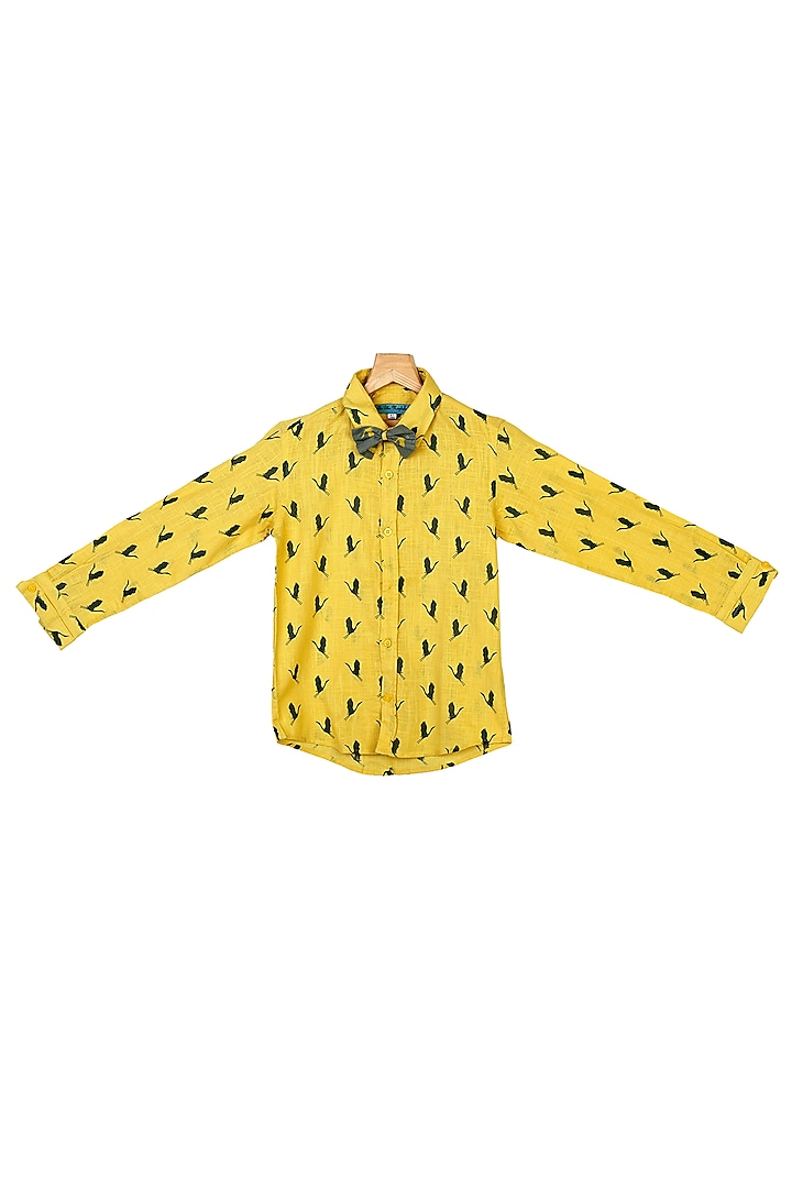 Yellow Summer Cotton Shirt For Boys by The Blue Morphology