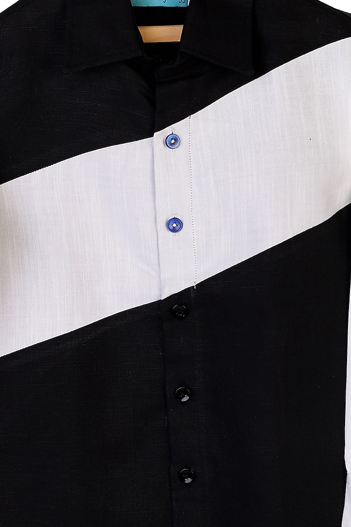 Black Cotton Shirt For Boys by The Blue Morphology at Pernia's Pop Up Shop