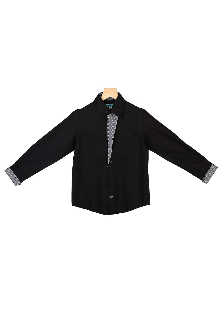 Black Cotton Printed Shirt For Boys by The Blue Morphology