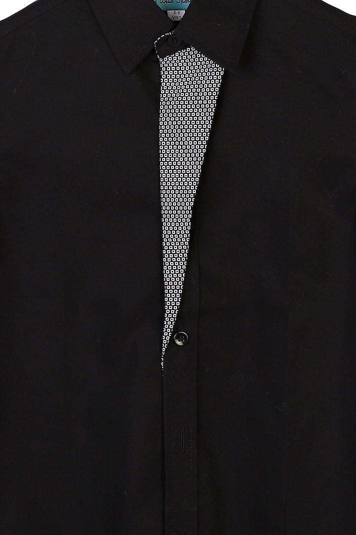 Black Cotton Printed Shirt For Boys by The Blue Morphology at Pernia's Pop Up Shop
