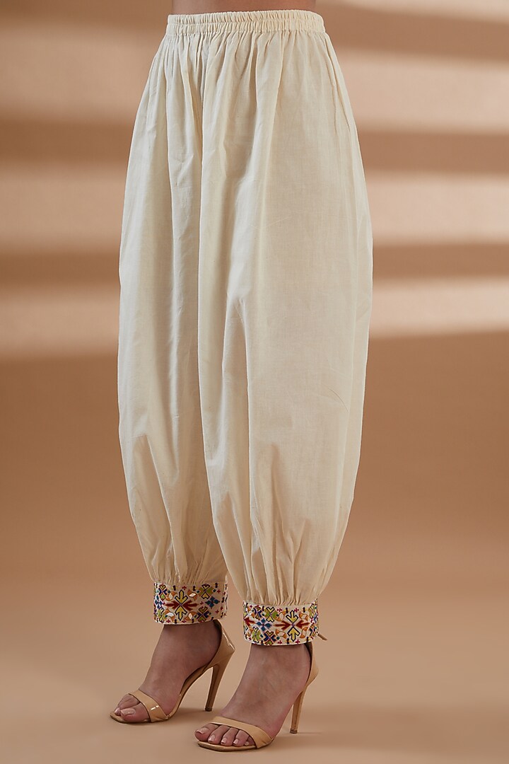 Ivory Pure Cotton Embroidered Anarkali Set by Tamra By Payal Khanna at Pernia's Pop Up Shop