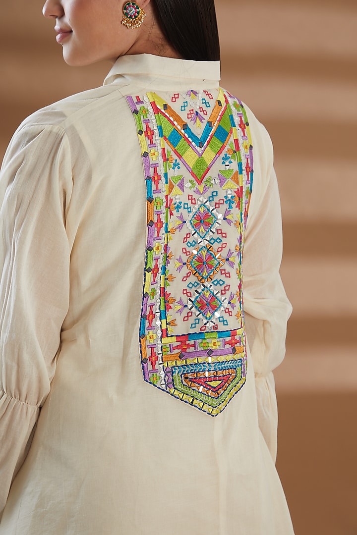 Ivory Pure Cotton Embroidered Kurta Set by Tamra By Payal Khanna at Pernia's Pop Up Shop