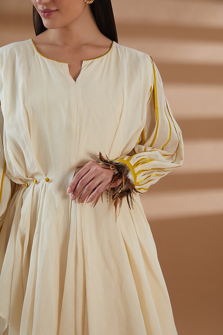 Ivory Pure Cotton Asymmetrical Summer Dress by Tamra By Payal Khanna at Pernia's Pop Up Shop