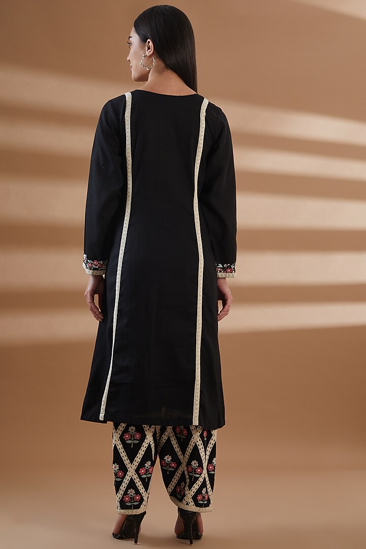 Black Pure Cotton Kurta Set by Tamra By Payal Khanna at Pernia's Pop Up Shop